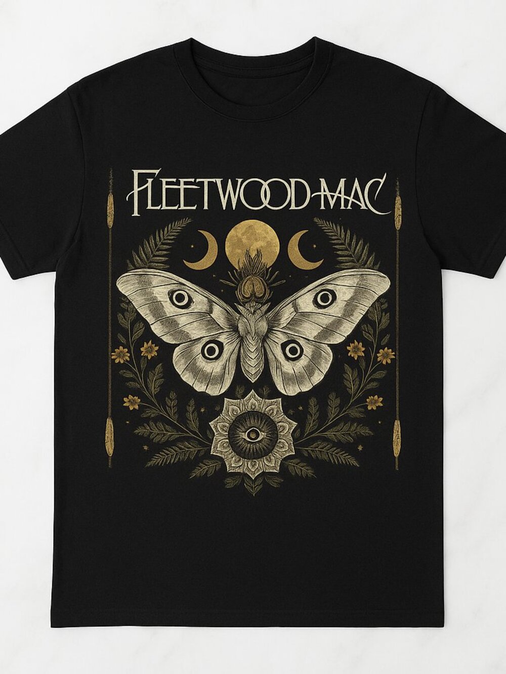 Fleetwood Mac Black Moth & Moon Graphic T-Shirt
